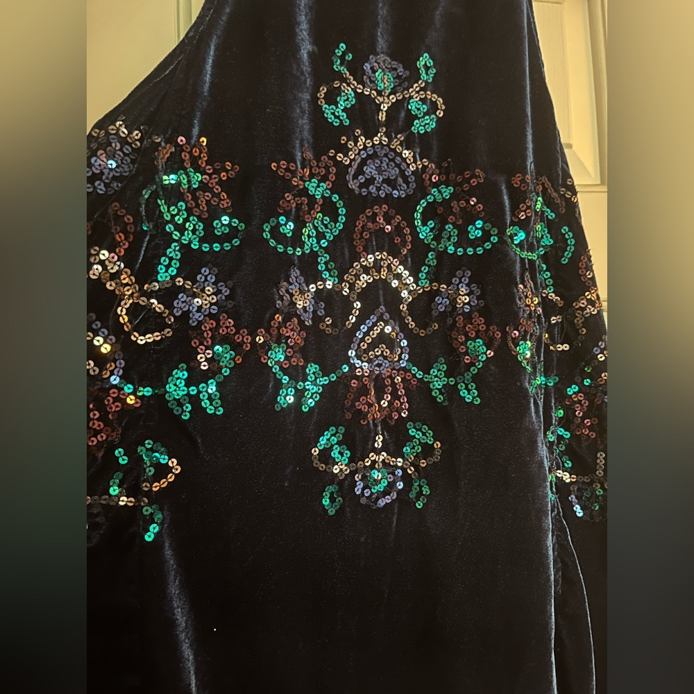 Free People Blue Velvet Sequin Swing Dress - Picture 6 of 9